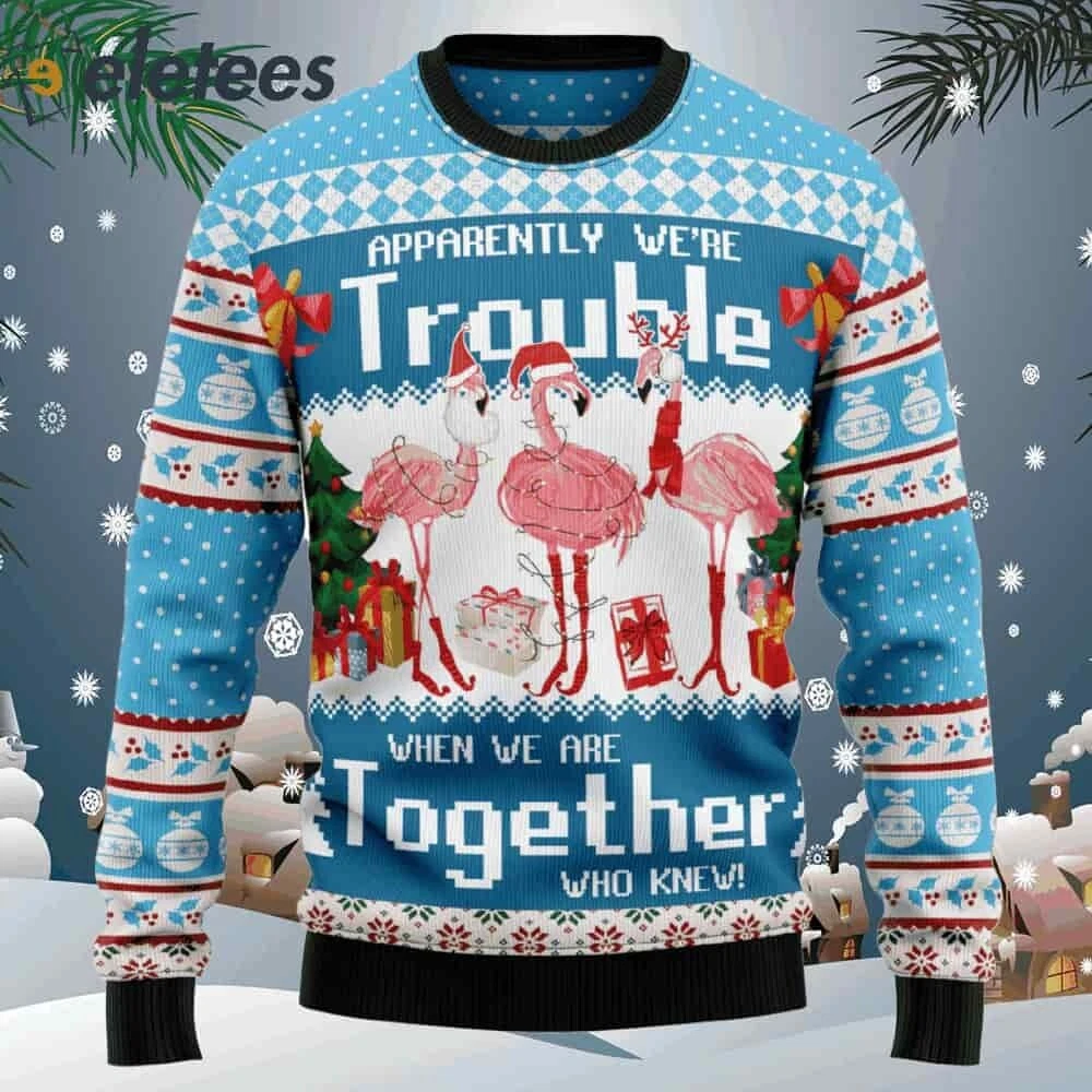 Flamingo Together Ugly Christmas Sweater QBEH9FH0