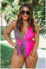 NWT Plus Size Animal Print Pink Jess Lea Sunseeker Swimsuit Size 18W Boutique 