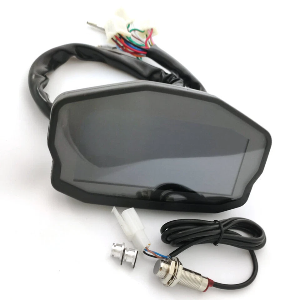 LCD Digital Motorcycle Sunscreen Odometer Speedometer Tachometer KM/H MPH Gauge - Image 3 of 4