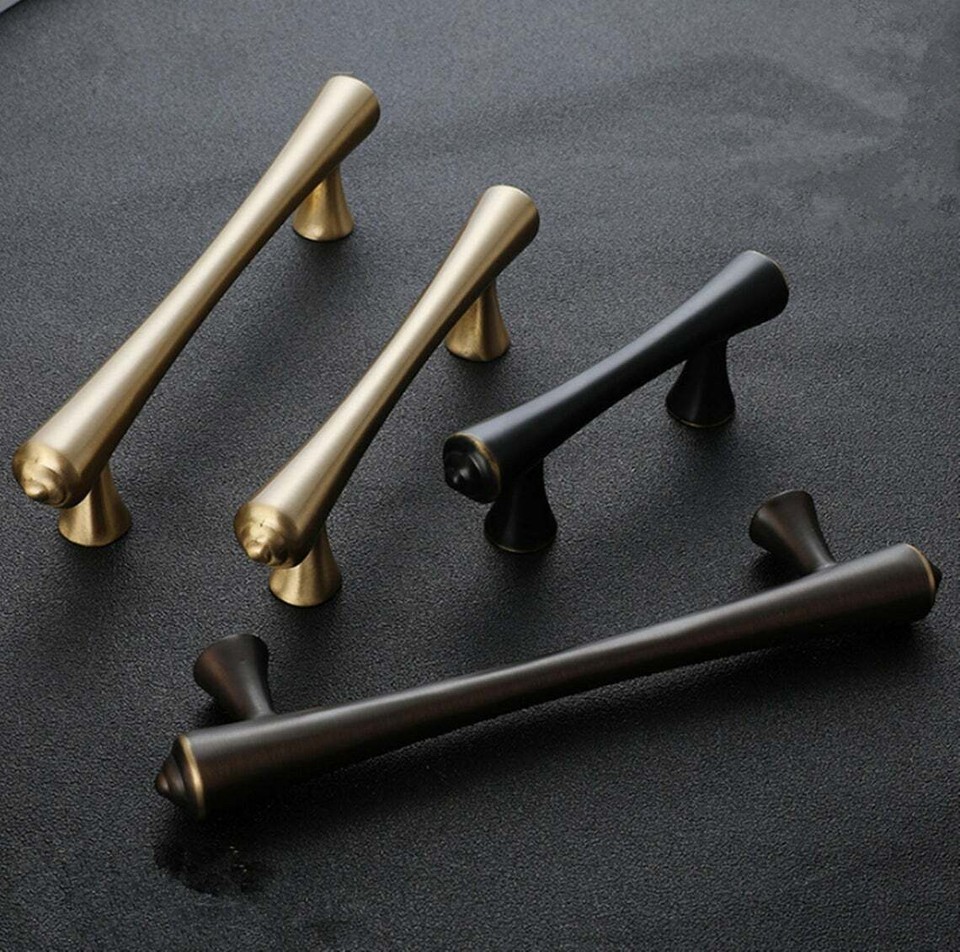 Brass Cabinet Handles Dresser Drawer Pulls T Bar Knobs Black Kitchen ...