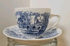 Vtg Wedgewood English  Countryside Cup & Saucer  Blue & White Coffee Tea