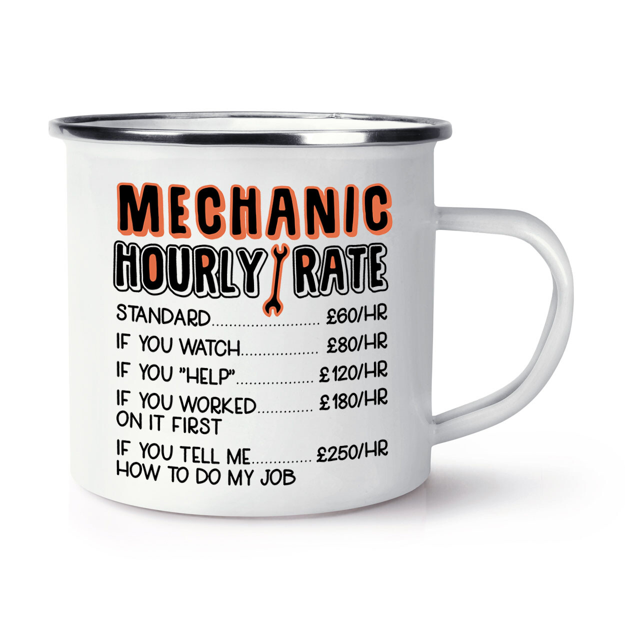 Mechanic Hourly Rate Enamel Mug Cup Funny Joke Sarcastic Awesome World's Best