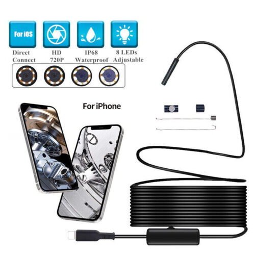 8MM Borescope Endoscope Snake Inspection Camera Cable Direct Connect To iPhones - Afbeelding 1 van 15