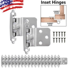 LOT 3/8" Kitchen Cabinet Inset Hinges Self Closing Face Mount Cupboard Hinge US