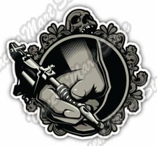 Tattoo Machine Ink Gun Artist Paint Skin Car Bumper Vinyl Sticker Decal 4.6"