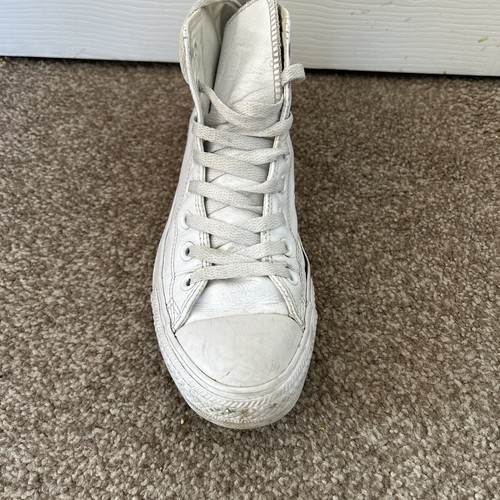 Chuck Taylor All Star Mono Women's Leather High-Top Trainers Shoes White UK 7 - Picture 3 of 13