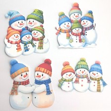 3D UPick Winter Snowmen Family Couple Caps Scarves Embellishment 4120