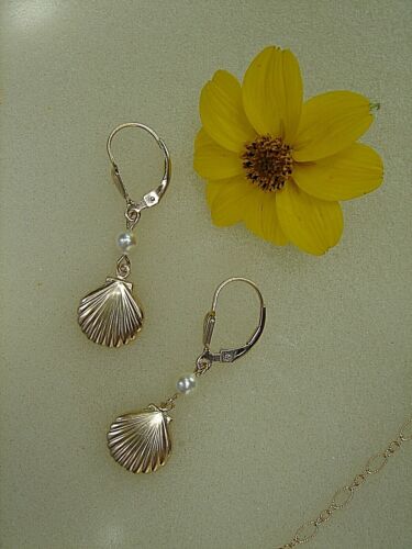 Ohrringe in Gold Filled Muschel und Perle, wundervoll sommerlich! - Bild 5 von 8