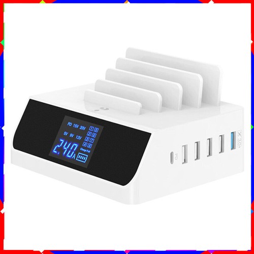 Multi-port USB charging station stand digital display hub travel charging - 第 7/20 張圖片