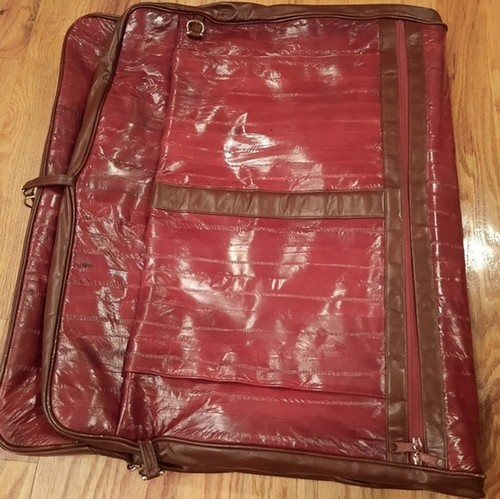 Vintage Eelskin Burgundy Garmet Bag! NICE! Luggage Travel - Picture 12 of 12
