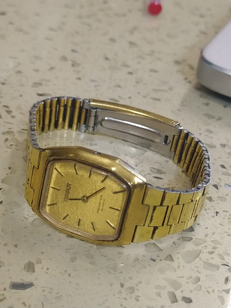 Vintage TISSOT SEASTAR 2032 ref 34065 Lady 24mm Quartz Watch Gold