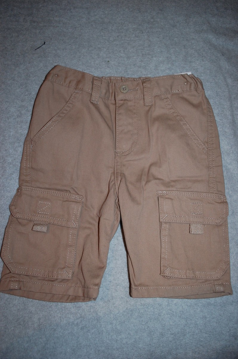 Toddler Boys KHAKI TAN DENIM CARGO SHORTS Adj Waist LEG