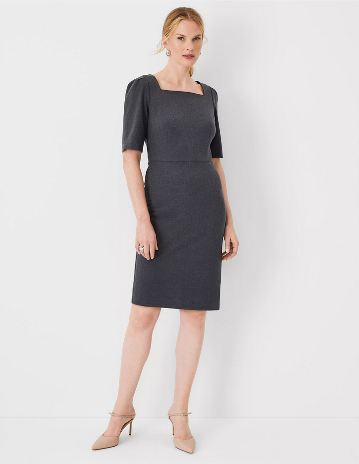 ANN TAYLOR $159 CHARCOAL SEASONLESS STRETCH ELBOW SLEEVE