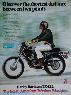 1973 Harley Davidson TX-125 Vintage Original Print Ad 8.5 x 11