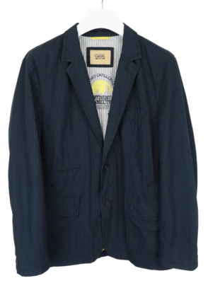 Camel Active Blazer Herren Groß Einreihig Kerbe Revers Nadelstreifen Blau