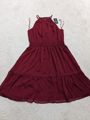 NWT INC Women's Clip-Dot Tiered Halter Mini Dress, Created for Macy's $99.50