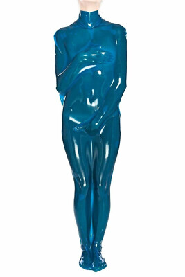 Latex Sleep Bag Vacuum Body Playsuit Customize  Transparent Blue