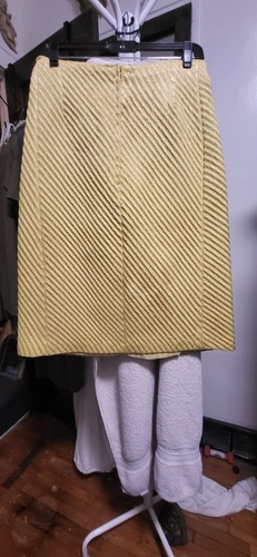 Vintage Unbranded 1960's Yellow & Silver Diagonal Design Skirt Suit M - Picture 8 of 8