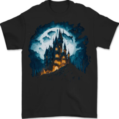 A Haunted Castle Fantasy Halloween Herren-T-Shirt 100 % Baumwolle