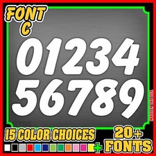 3 Custom Racing Number Plate Vinyl Decals SX MX ATV Go Kart Snowmobile Dirt Bike