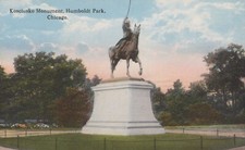 Kosclusko Monument Humboldt Park Chicago Illinois Divided Back Vintage Postcard