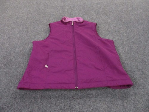 LL Bean Vest Jacket Adult 1X Purple Fleece Lined Hiking Outdoors Casual Womens - Picture 2 of 9