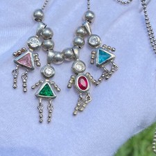 Sterling Silver 925 Birthstone Kids Babies Children Charms Beaded Chain Necklace