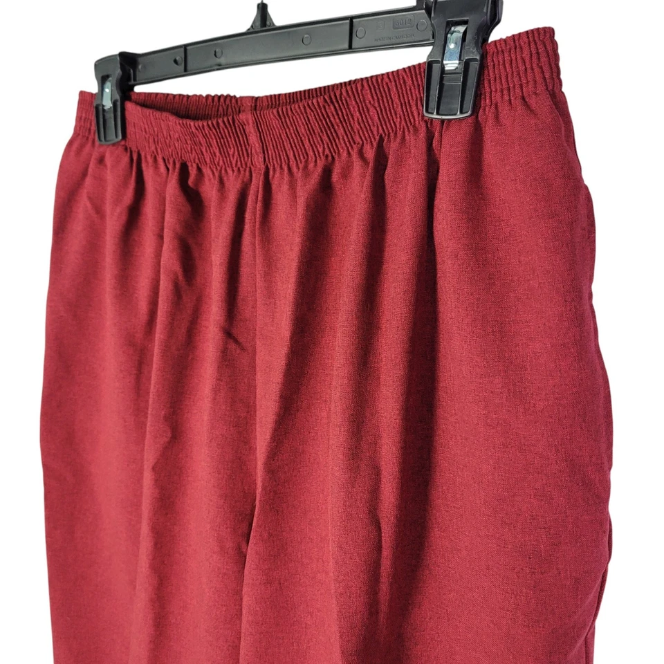 Bon Worth Womens Size PM Red Solid Elastic Waist Pull On Trouser Pants - Image 3 of 4