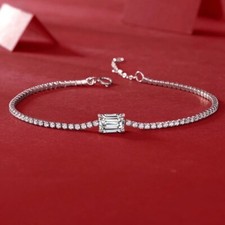 1ct Smaragdschliff Armband Diamant Testpass Laborgefertigt VVS1/D/Top 