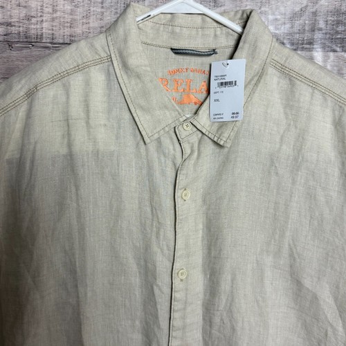 Tommy Bahama Linen Shirt Mens 2XL Tan Button Up Casual Modern Preppy NEW - Picture 3 of 11