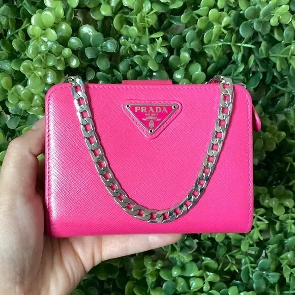 prada wallet on chain pink