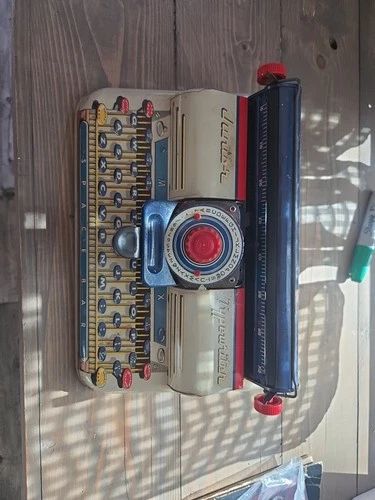 Vintage 1950s 60s Mar Toys Marx Lithograph Tin Junior Typewriter Toy