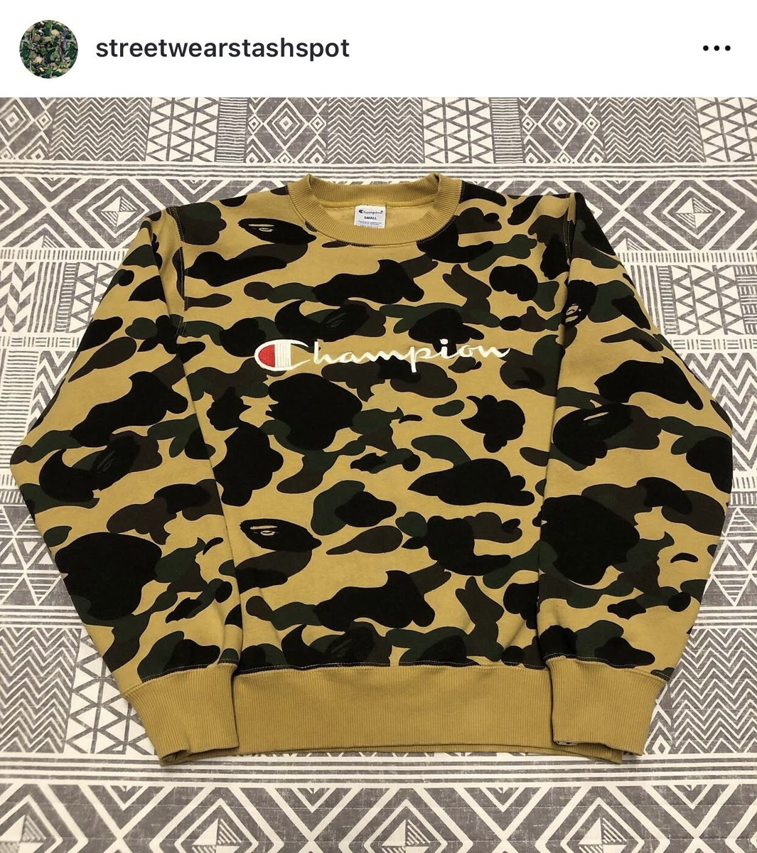 A Bathing Ape Bape X Champion 1st Camo Crewneck Size Small