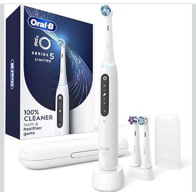 Oral-B iO Series 5 Limited Electric Toothbrush w/3 Brush Heads WHITE New Open Bo