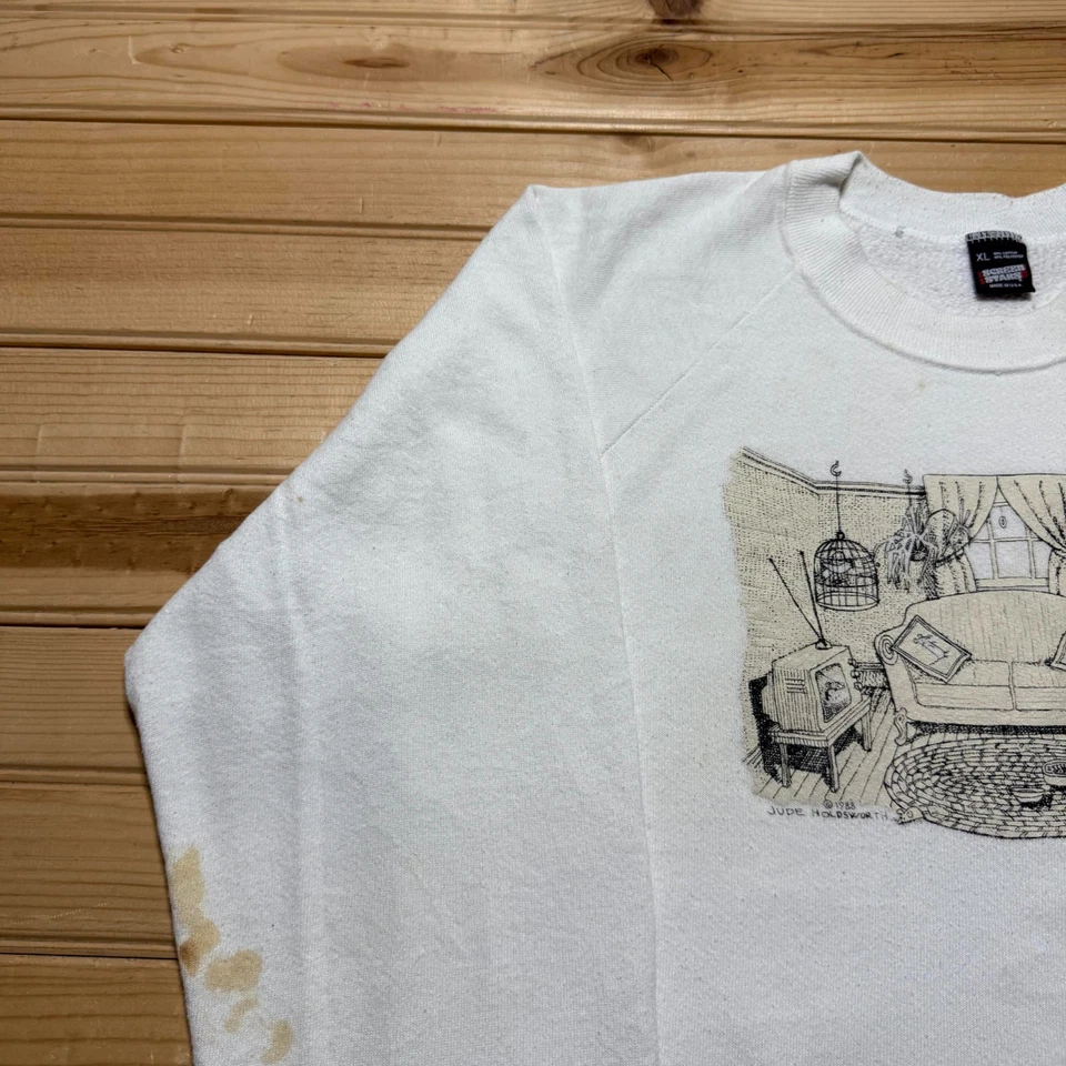 Vintage 80s 1988 Jude Holdsworth Living Room Cozy Couch Art Sweatshirt - XL - image 4 of 4