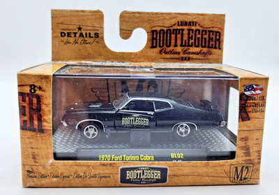 M2 1/64 Bootlegger Series BL02 1970 Ford Torino Cobra. Satin Black.