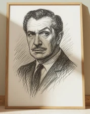 VINCENT PRICE DRAWING PRINT PORTRAIT SKETCH 8" x 10" HORROR MOVIES ACTOR ART