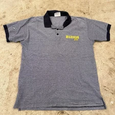 Vintage University Of Michigan Majestic Polo Mens Large Blue Short Sleeve 90s