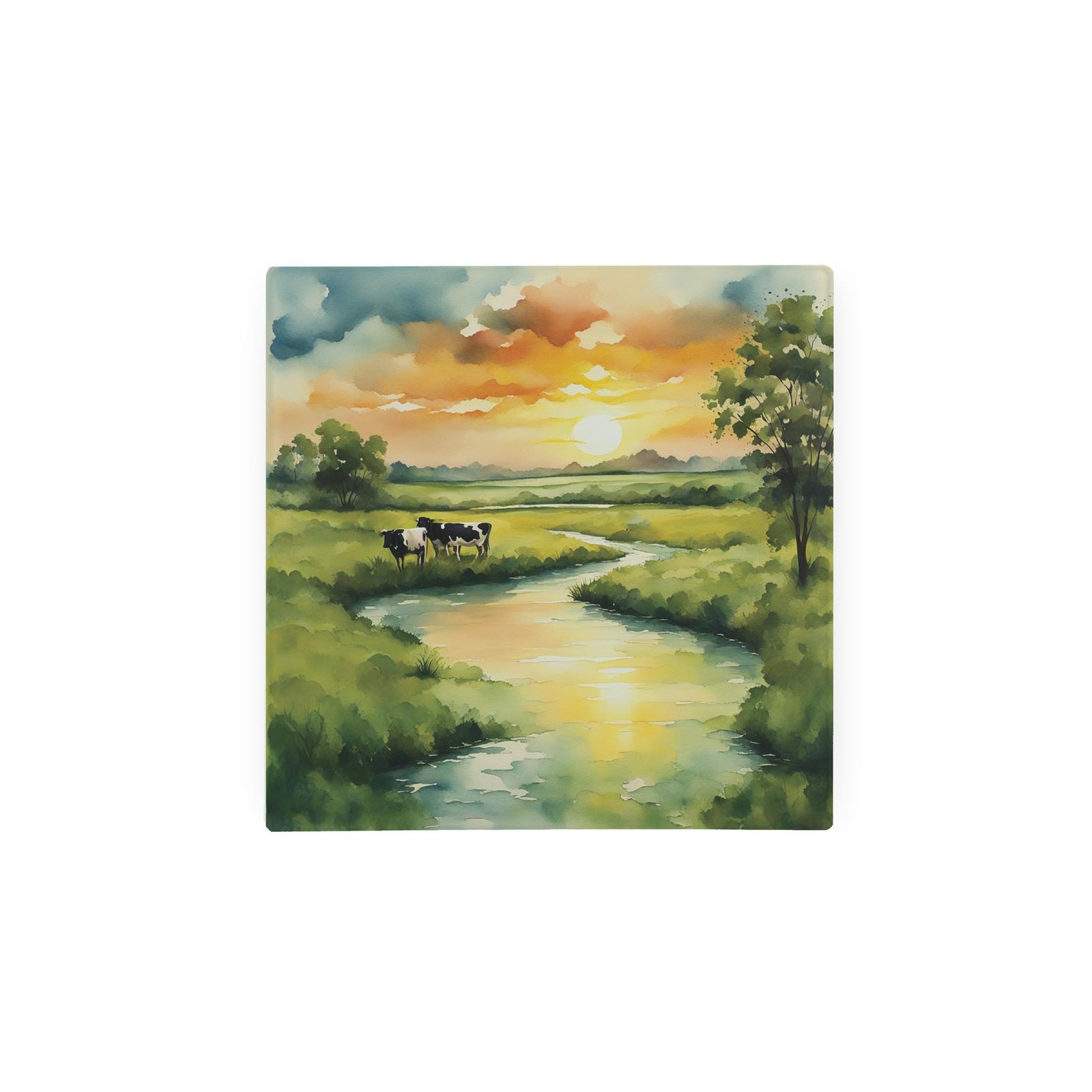 British Wildlife Glass Trivet - River Cows Worktop Protector Kitchen Gifts