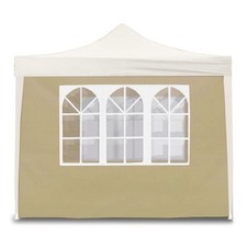 Telo Laterale per Gazebo richiudibile con finestre in Tessuto Beige 300x200 cm