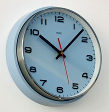 Vintage 22cm Metamec Wall Clock - Blue Retro Mid Century 1960s Kitchen Clock