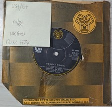 Elton John The Bitch Is Back Vinyl Record 7" VG+/G+ DJS 322 1974