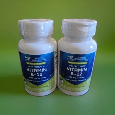 High Potency Vitamin B-12  5000 mcg per tablet  60 tablets (Lot Of 2) 05/2027