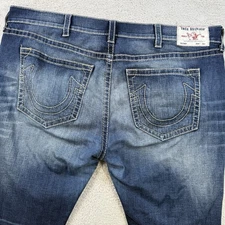 True Religion Jeans Mens 46 (Fits 48x29) Blue Relaxed Skinny Stretch Denim