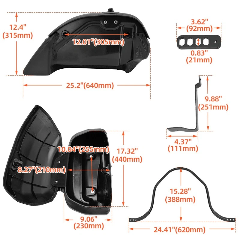 Motorcycle Hard Bags Saddlebags & Heavy Duty Mounting Kit For Yamaha Honda - Image 3 of 4