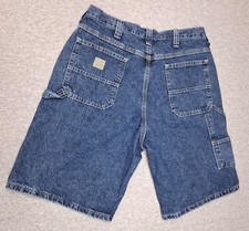 Lee Men's Carpenter Denim Jean Shorts Dark Wash Tag Size 34 Fits 32 InSeam 10.5"