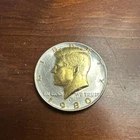 DANBURY MINT - 1980 D UNCIRCULATED KENNEDY HALF DOLLAR -  GOLD AND SILVER PLATED