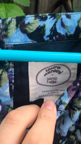 Laura Ashley x Joanie Floral Corduroy Summer Blue & Purple Midi Dress W Pockets - Picture 4 of 6