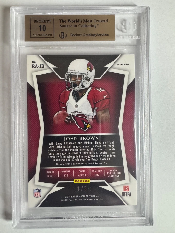 Panini Select John Brown Mojo 2014 púrpura 1/5 novato automático Foto 2 de 2
