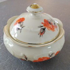 Schumann Porzellan Bavaria Deckeldose Zuckerdose alt 1940er Vintage Blumendekor